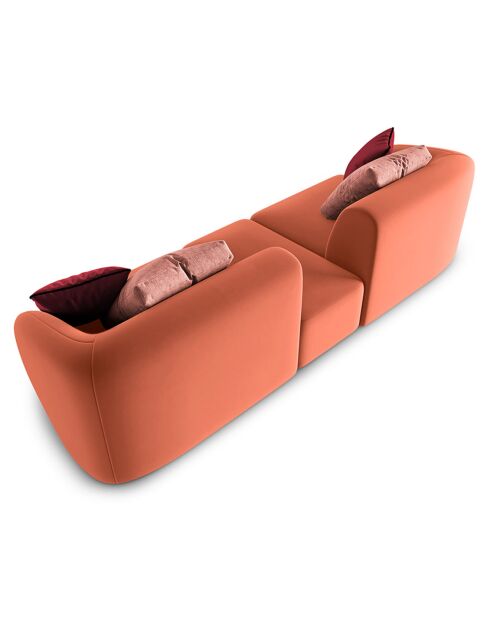 Canapé Modulaire Velours Chiara 2 Places corail - 239x85x74 cm