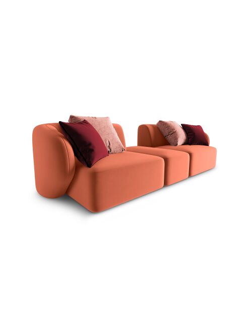 Canapé Modulaire Velours Chiara 2 Places corail - 239x85x74 cm