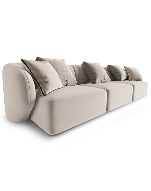 Canapé Modulaire Velours Chiara 3 Places beige - 259x85x74 cm