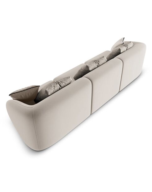 Canapé Modulaire Velours Chiara 3 Places beige - 259x85x74 cm