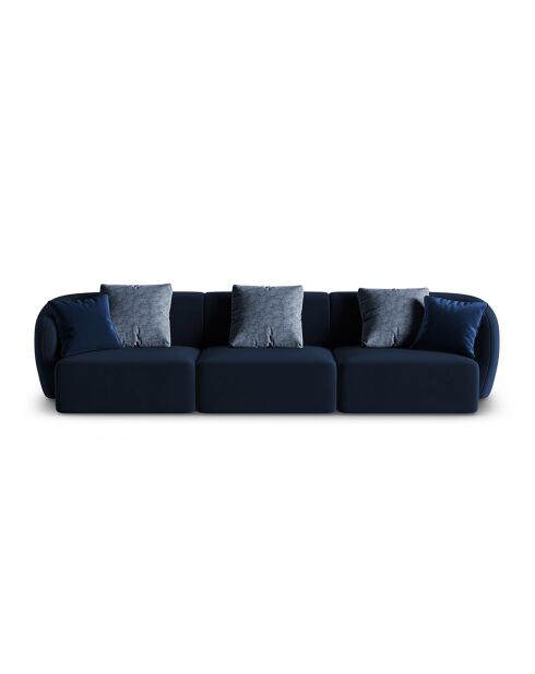 Canapé Modulaire Velours Chiara 3 Places bleu roi - 259x85x74 cm