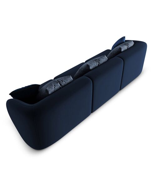 Canapé Modulaire Velours Chiara 3 Places bleu roi - 259x85x74 cm