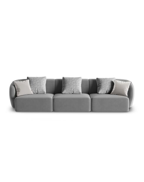 Canapé Modulaire Velours Chiara 3 Places gris - 259x85x74 cm