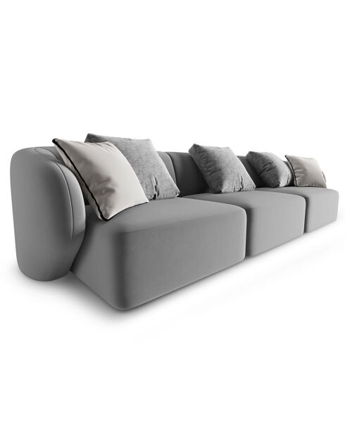 Canapé Modulaire Velours Chiara 3 Places gris - 259x85x74 cm