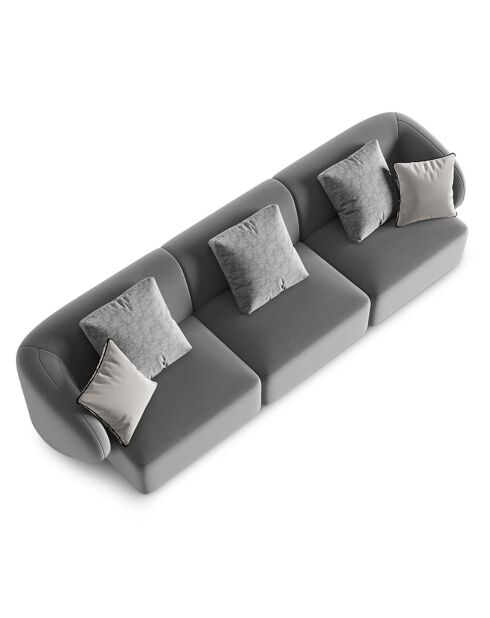 Canapé Modulaire Velours Chiara 3 Places gris - 259x85x74 cm