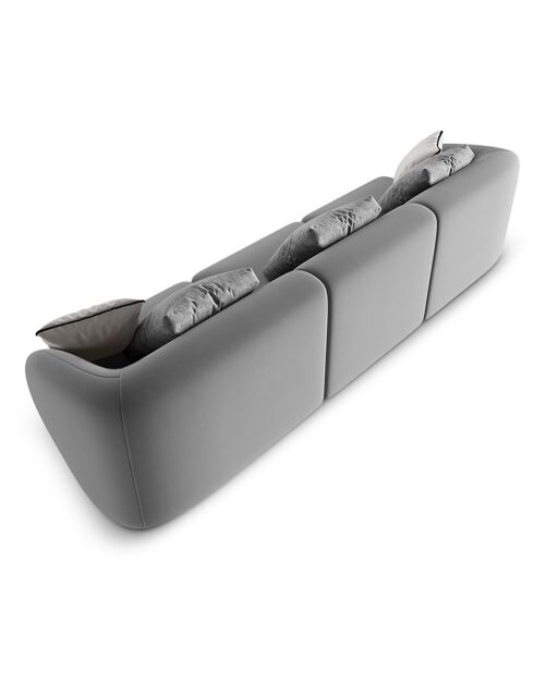 Canapé Modulaire Velours Chiara 3 Places gris - 259x85x74 cm