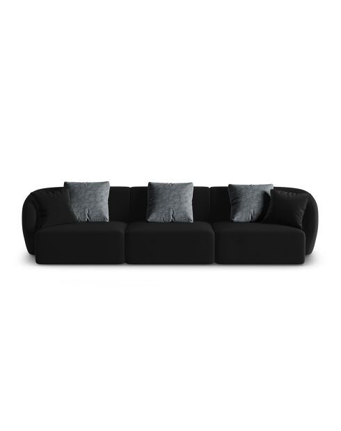 Canapé Modulaire Velours Chiara 3 Places noir - 259x85x74 cm