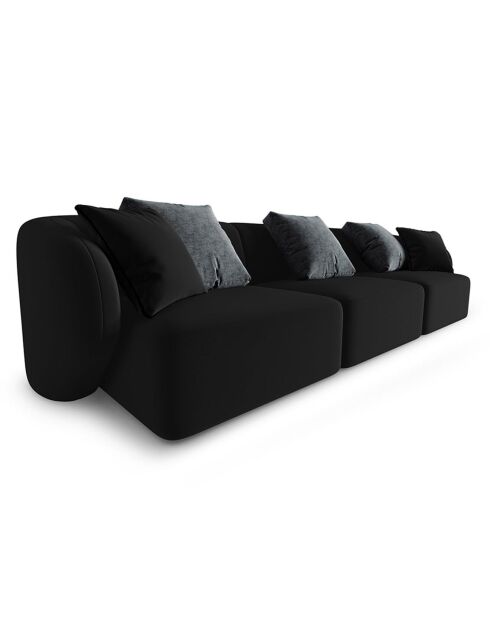 Canapé Modulaire Velours Chiara 3 Places noir - 259x85x74 cm