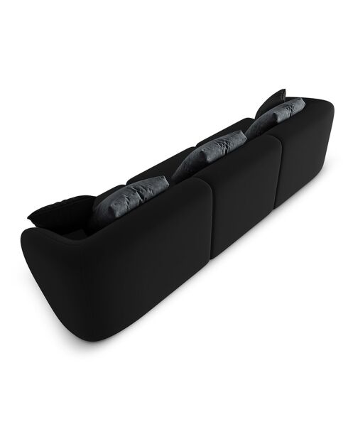 Canapé Modulaire Velours Chiara 3 Places noir - 259x85x74 cm