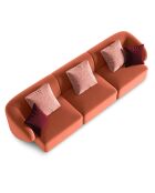 Canapé Modulaire Velours Chiara 3 Places corail - 259x85x74 cm