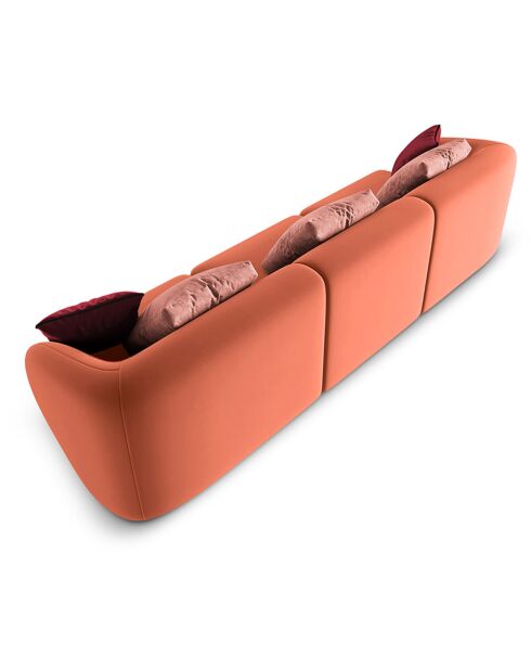 Canapé Modulaire Velours Chiara 3 Places corail - 259x85x74 cm