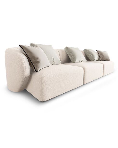 Canapé Modulaire Chiara 3 Places beige clair - 259x85x74 cm