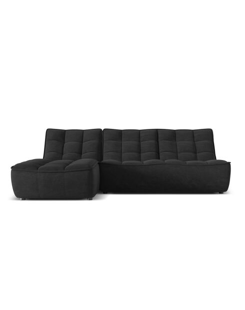 Canapé d'angle Gauche Modulaire Moni 4 Places noir - 246x172x91 cm