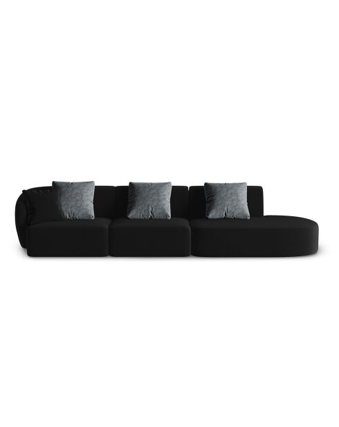 Canapé Modulable Droit en Velours Chiara 4 Places noir - 302x85x74 cm