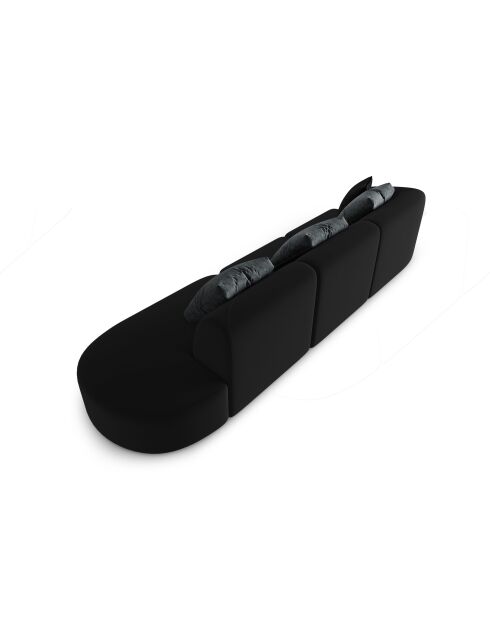 Canapé Modulable Droit en Velours Chiara 4 Places noir - 302x85x74 cm