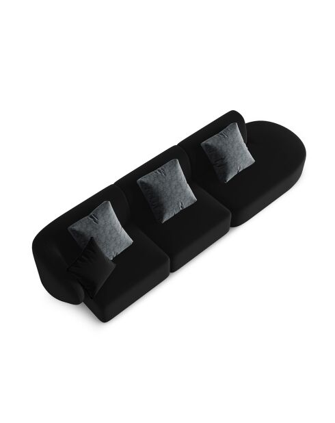 Canapé Modulable Droit en Velours Chiara 4 Places noir - 302x85x74 cm