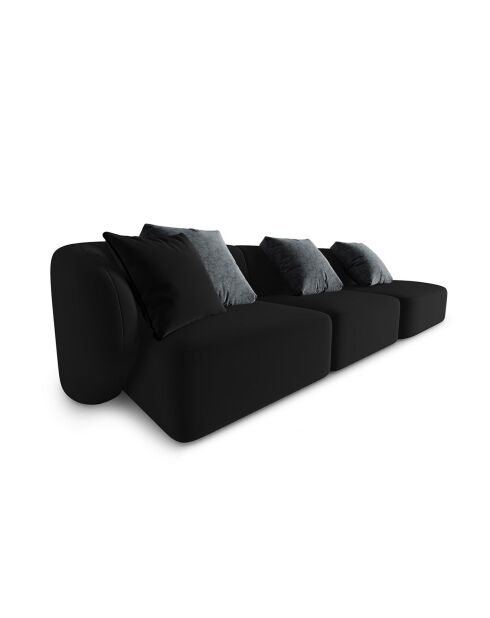 Canapé Modulable Droit en Velours Chiara 4 Places noir - 302x85x74 cm