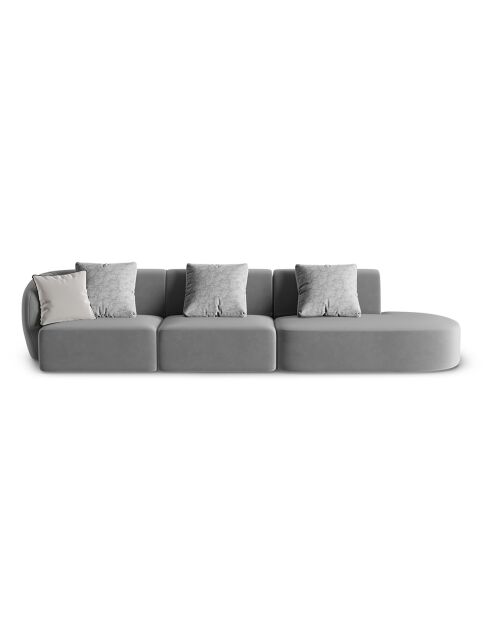 Canapé Modulable Droit en Velours Chiara 4 Places gris - 302x85x74 cm