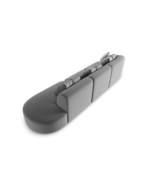 Canapé Modulable Droit en Velours Chiara 4 Places gris - 302x85x74 cm