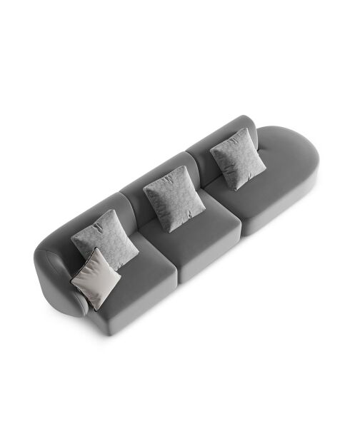 Canapé Modulable Droit en Velours Chiara 4 Places gris - 302x85x74 cm