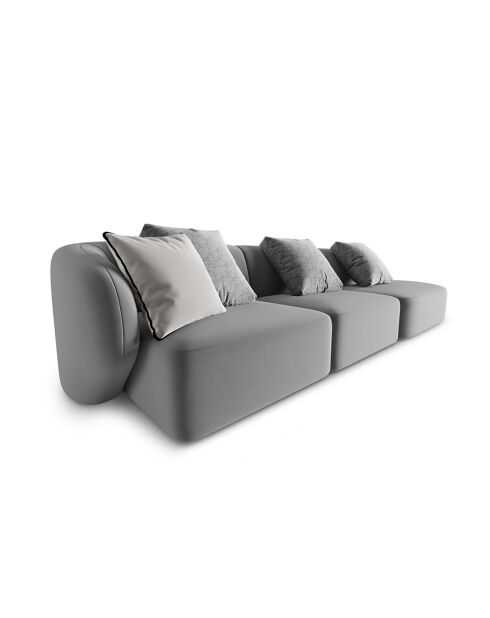 Canapé Modulable Droit en Velours Chiara 4 Places gris - 302x85x74 cm