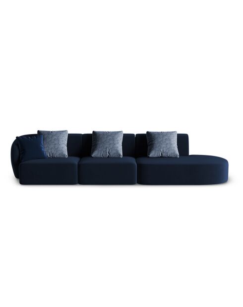 Canapé Modulable Droit en Velours Chiara 4 Places bleu roi - 302x85x74 cm