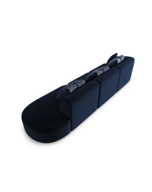 Canapé Modulable Droit en Velours Chiara 4 Places bleu roi - 302x85x74 cm