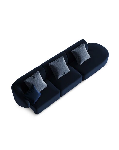 Canapé Modulable Droit en Velours Chiara 4 Places bleu roi - 302x85x74 cm