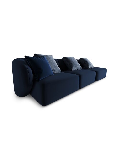 Canapé Modulable Droit en Velours Chiara 4 Places bleu roi - 302x85x74 cm