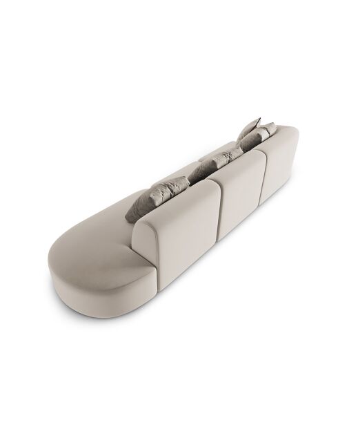 Canapé Modulable Droit en Velours Chiara 4 Places beige - 302x85x74 cm