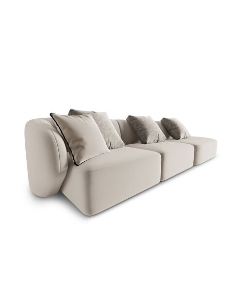 Canapé Modulable Droit en Velours Chiara 4 Places beige - 302x85x74 cm