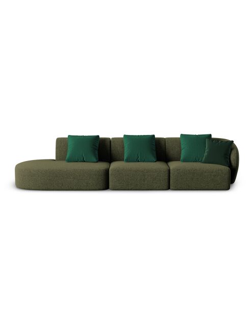 Canapé Modulable Gauche Chiara 4 Places vert - 302x85x74 cm