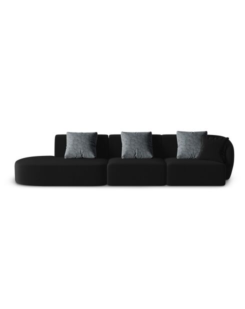 Canapé Modulable Gauche en Velours Chiara 4 Places noir - 302x85x74 cm
