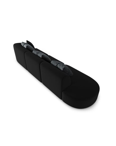 Canapé Modulable Gauche en Velours Chiara 4 Places noir - 302x85x74 cm