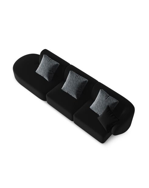 Canapé Modulable Gauche en Velours Chiara 4 Places noir - 302x85x74 cm