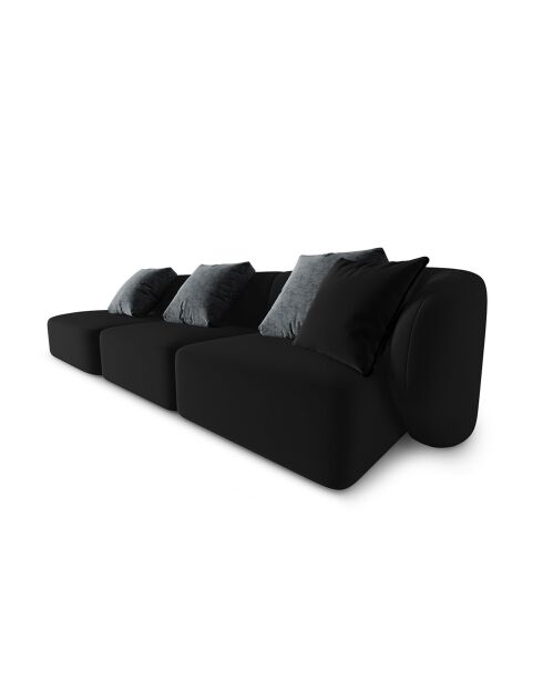 Canapé Modulable Gauche en Velours Chiara 4 Places noir - 302x85x74 cm