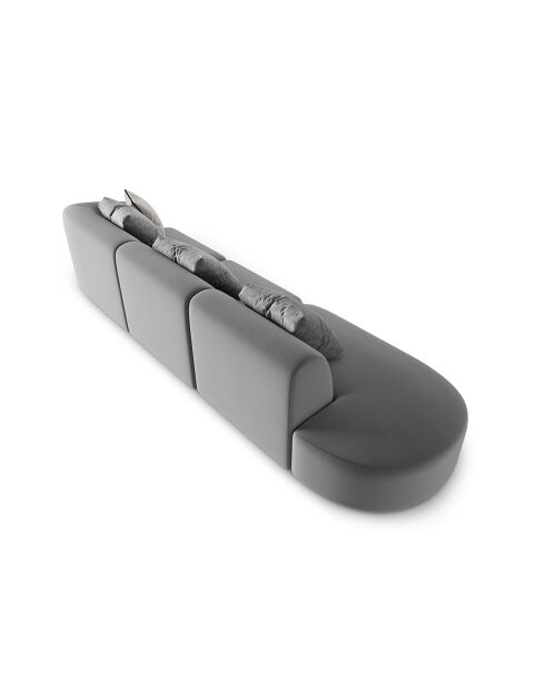 Canapé Modulable Gauche en Velours Chiara 4 Places gris - 302x85x74 cm