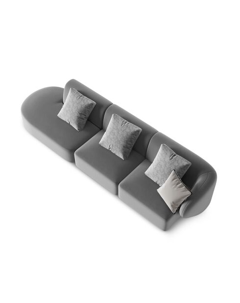 Canapé Modulable Gauche en Velours Chiara 4 Places gris - 302x85x74 cm