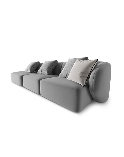 Canapé Modulable Gauche en Velours Chiara 4 Places gris - 302x85x74 cm