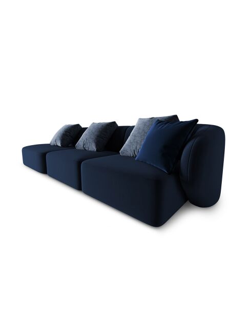 Canapé Modulable Gauche en Velours Chiara 4 Places bleu roi - 302x85x74 cm