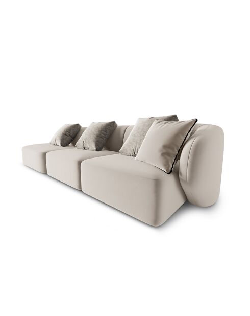 Canapé Modulable Gauche en Velours Chiara 4 Places beige - 302x85x74 cm