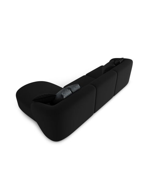 Canapé d'angle Droit Modulaire Velours Chiara 4 Places noir - 259x155x74 cm