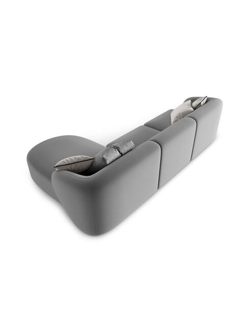 Canapé d'angle Droit Modulaire Velours Chiara 4 Places gris - 259x155x74 cm