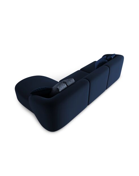 Canapé d'angle Droit Modulaire Velours Chiara 4 Places bleu roi - 259x155x74 cm