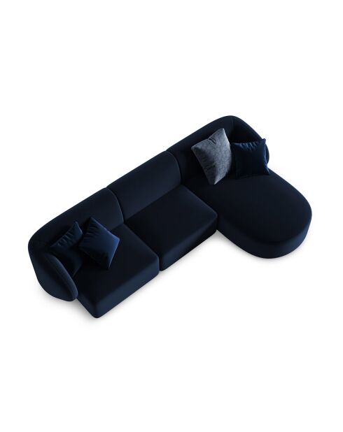 Canapé d'angle Droit Modulaire Velours Chiara 4 Places bleu roi - 259x155x74 cm