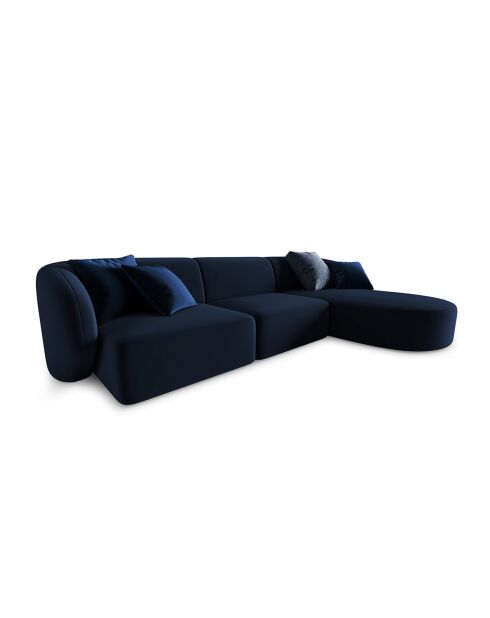 Canapé d'angle Droit Modulaire Velours Chiara 4 Places bleu roi - 259x155x74 cm