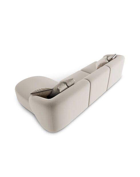 Canapé d'angle Droit Modulaire Velours Chiara 4 Places beige - 259x155x74 cm