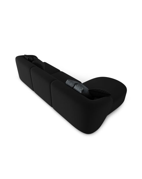 Canapé d'angle Gauche Modulaire Velours Chiara 4 Places noir - 259x155x74 cm