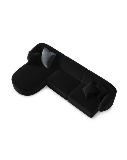 Canapé d'angle Gauche Modulaire Velours Chiara 4 Places noir - 259x155x74 cm