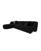 Canapé d'angle Gauche Modulaire Velours Chiara 4 Places noir - 259x155x74 cm